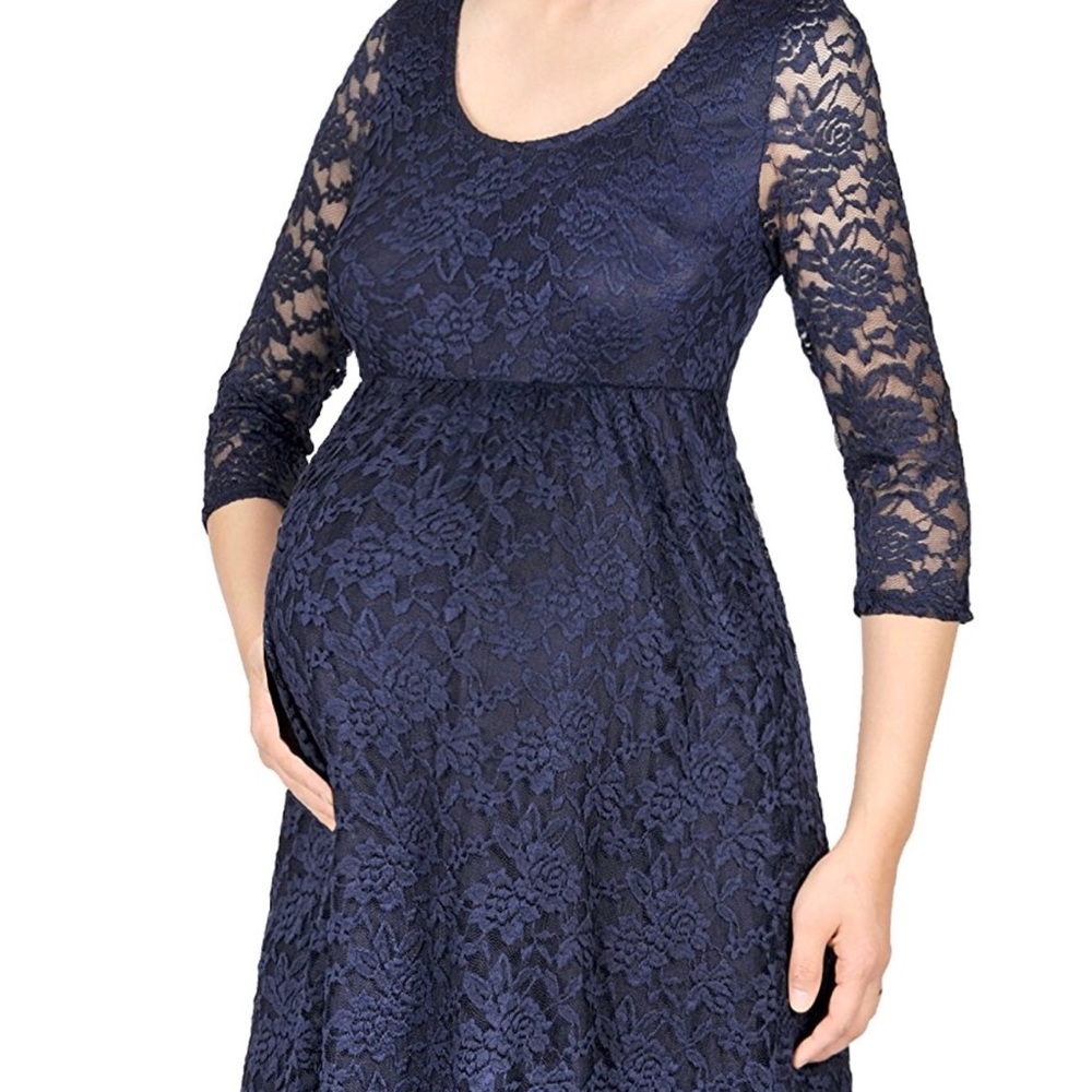 Large Navy Lace Maternity dress